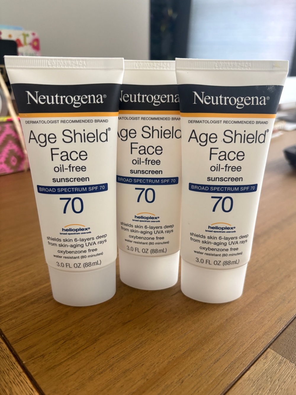 Neutrogena Age Shield Face oil free SPF 70 sunscreen water resistant set of 3